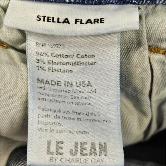 LE JEAN BY CHARLIE GAY WOMEN'S STELLA FLARE HI-RISE BLUE WASH JEAN PANT SIZE 26 - Picture 8 of 13